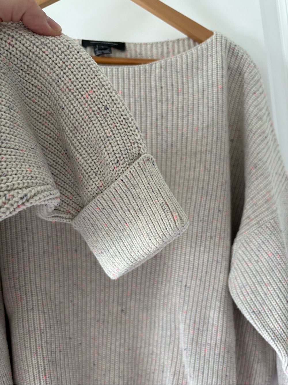 French Connection Oversized Speckled Cotton Sweater Size Large - Picture 4 of 9